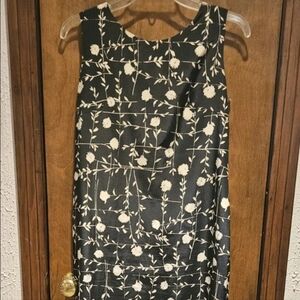 Leslie Fay Petites Black Floral Print Dress Sleeveless Size 8 Petite Women's